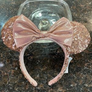 Rose gold Mickey Minnie Mouse sequin ears Disney Parks authentic